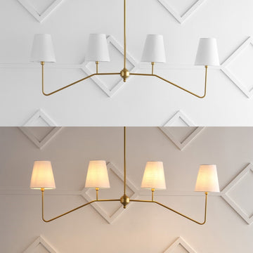 Signe 47.5" 4-Light Classic Minimalist Iron Linear LED Pendant - JONATHAN Y